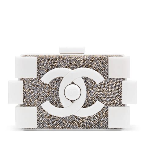 chanel white lego clutch